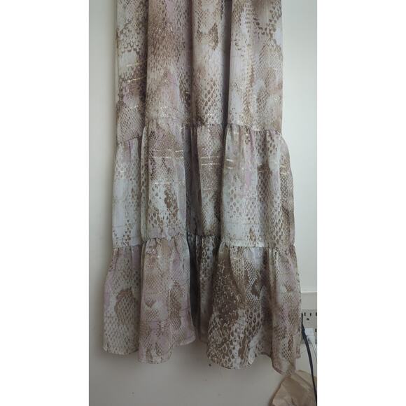 Whimsigoth Fairycore Floor Length Maxi Dress Gold Shimmer Ruffles Women's M - Picture 4 of 8